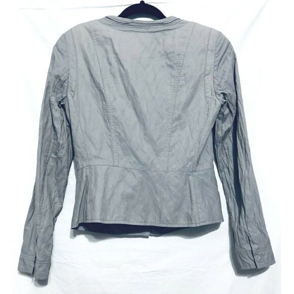 T Tahari Womens Small Gray Zip Jacket Wrinkled Cotton Metallic Boho - Picture 5 of 9
